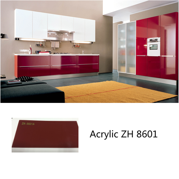 Customized Modern high gloss kitchen cabinets ZH8601 wine red