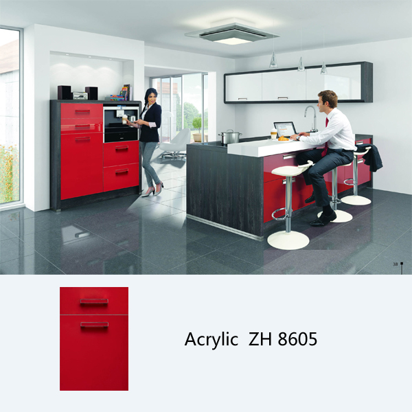 high gloss red acrylic kitchen cabinet ZH8605