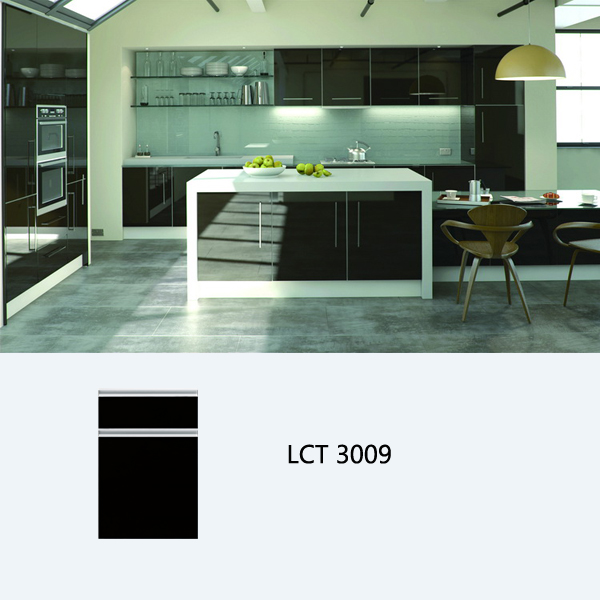 Semi gloss petg modern modular kitchen cabinet LCT3009