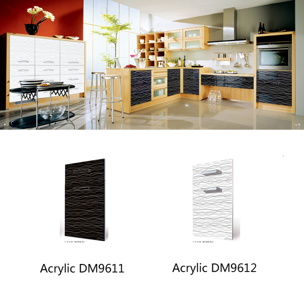 China made acrylic laminate high gloss kitchen cabinets ZH9611 9612