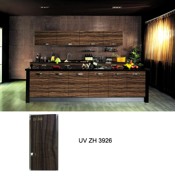 Australia standard high gloss uv wood grain kitchen cabinet