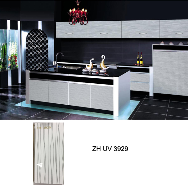 Australia standard UV high gloss woode grain kitchen cabinet ZH3929