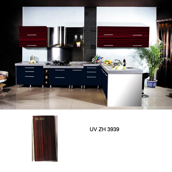 Australia standard high gloss UV wood grain kitchen cabinet ZH3939
