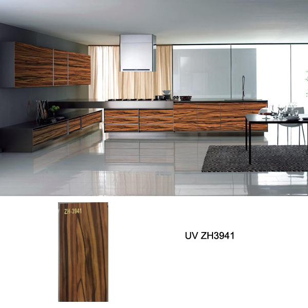 Australia standard high gloss UV wood grain kitchen cabinet ZH3941