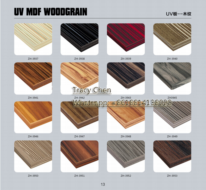 high gloss UV wood grain kitchen cabinet door mdf panel