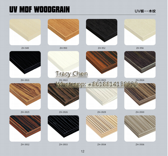 high gloss wood grain UV kitchen cabinet mdf door panel