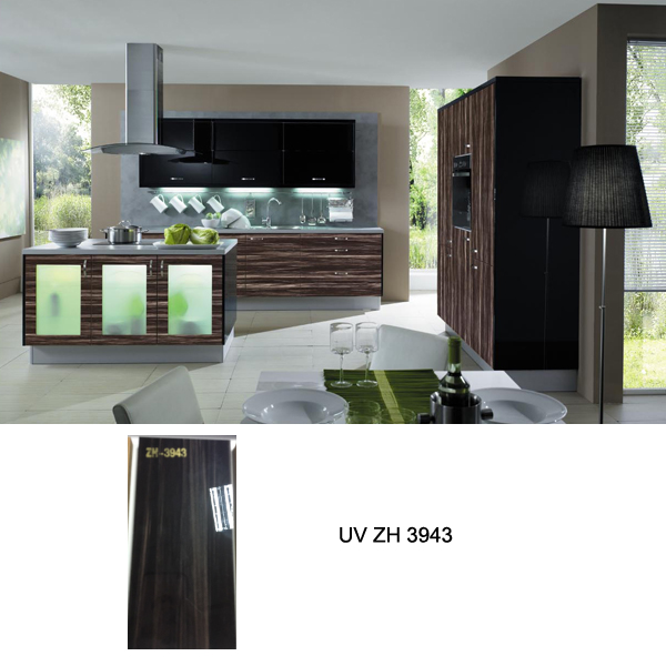 Siri Lanka high gloss UV wood grain kitchen cabinet