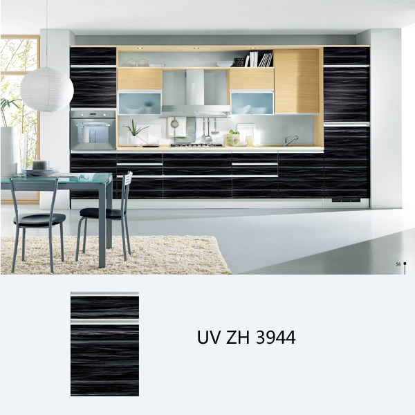high gloss uv wood grain kitchen cabinet ZH3944