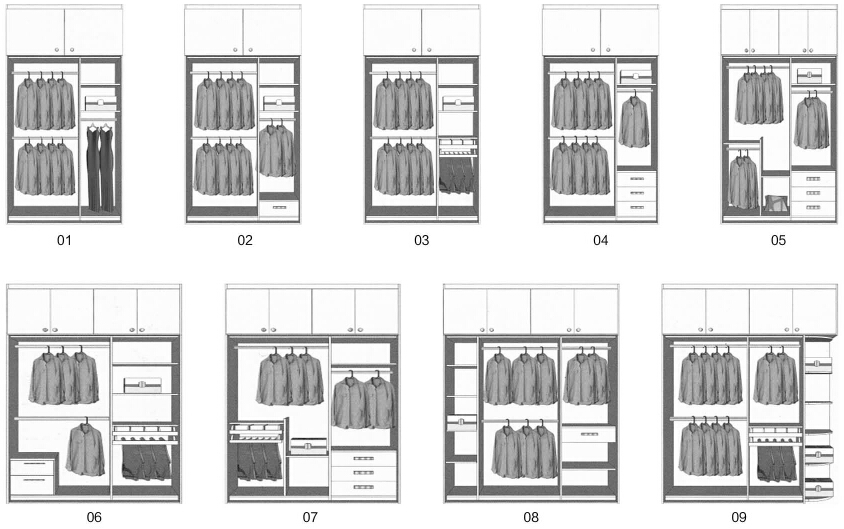 modern wardrobe cabinet inside structure design