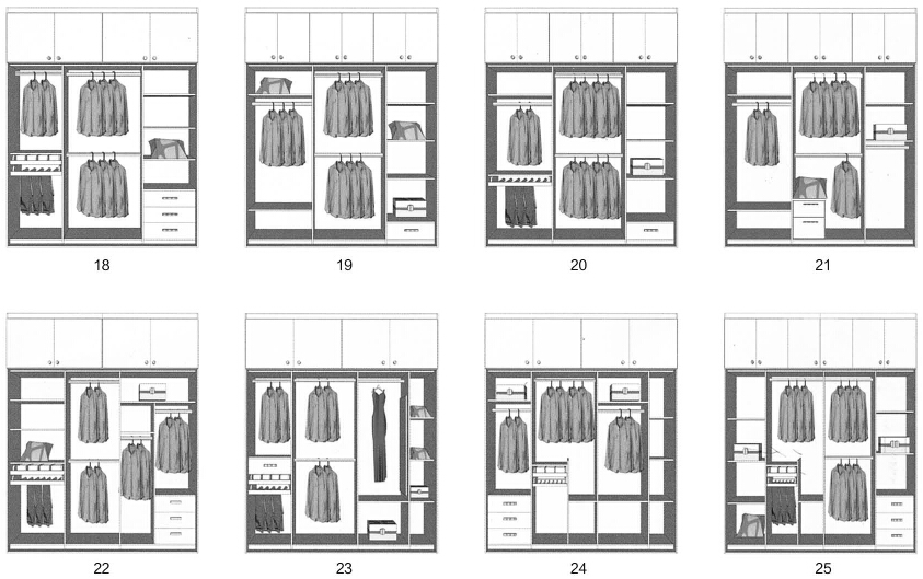 modern wardrobe cabinet inside structure design